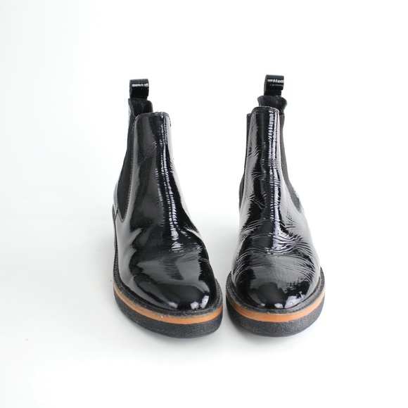 Heiress Black Patent Leather Chelsea Ankle Boots Platform Shoes Chunky Heel 41 - Picture 4 of 7